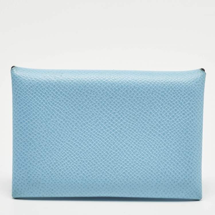 Pre Owned Hermès Celeste Epsom Leather Calvi Card Holder