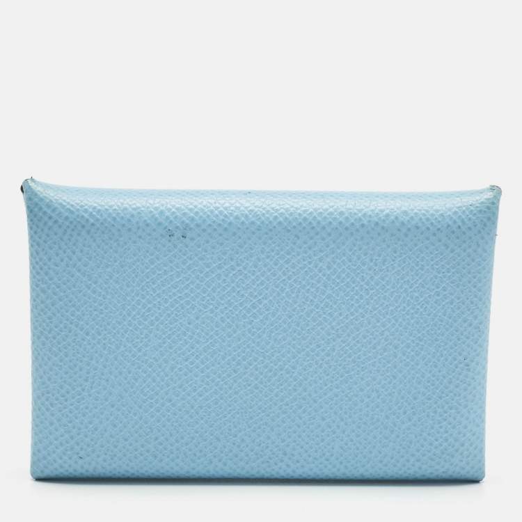 Pre Owned Hermès Celeste Epsom Leather Calvi Card Holder