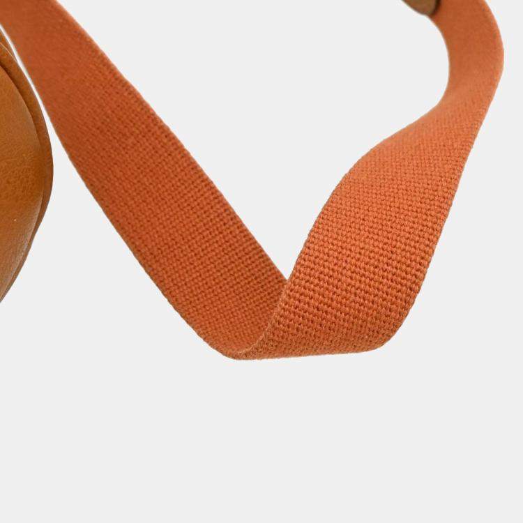 Pre Owned Hermes Garden File PM 2way Orange Toile Officier Buffalo  Tote Bag