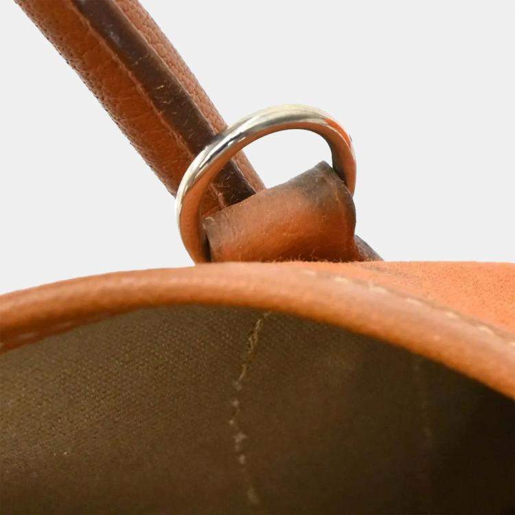 Pre Owned Hermes Garden File PM 2way Orange Toile Officier Buffalo  Tote Bag