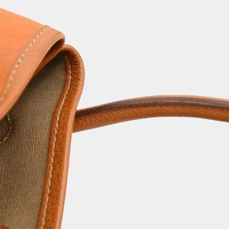 Pre Owned Hermes Garden File PM 2way Orange Toile Officier Buffalo  Tote Bag