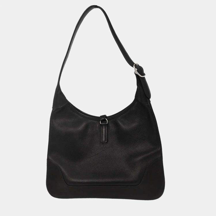 Pre Owned Hermes Evergrain Trim 31 Black Leather Shoulder Bag
