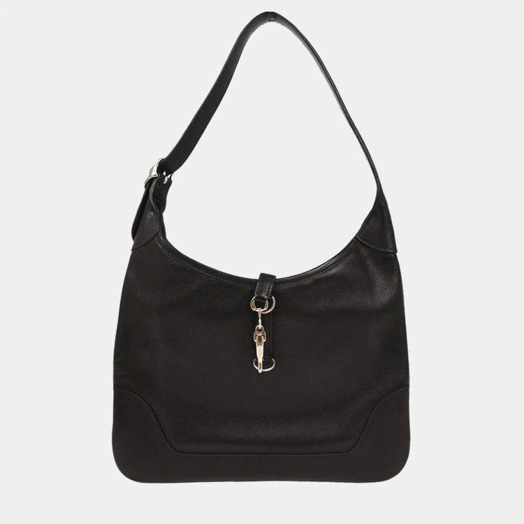 Pre Owned Hermes Evergrain Trim 31 Black Leather Shoulder Bag