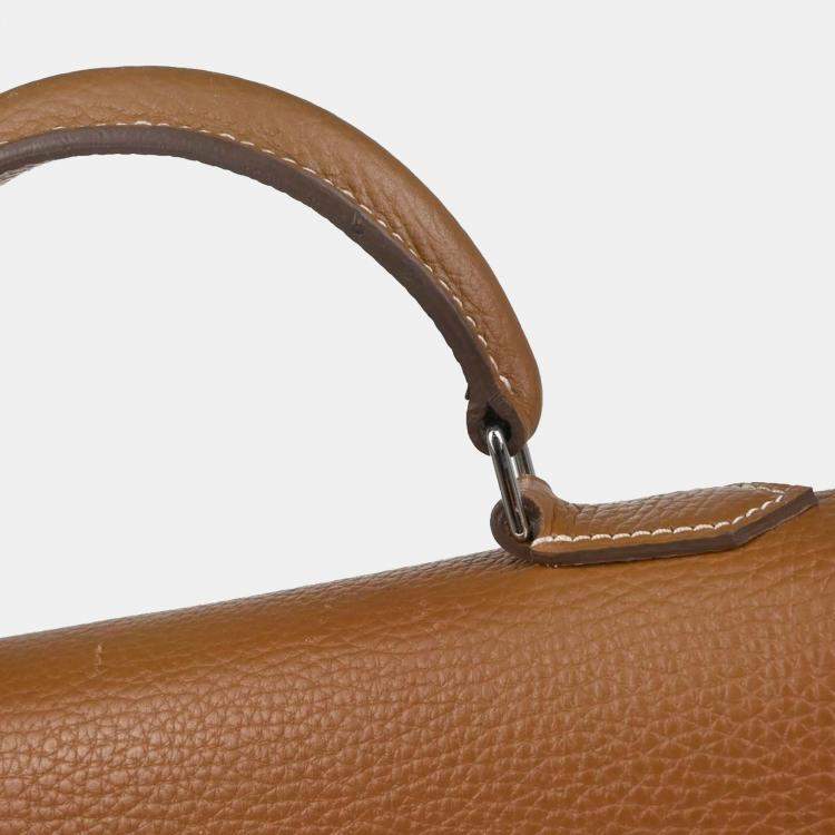 Pre Owned Hermes Kelly Depeche 38 Gold Taurillon Clemence Business Handbag