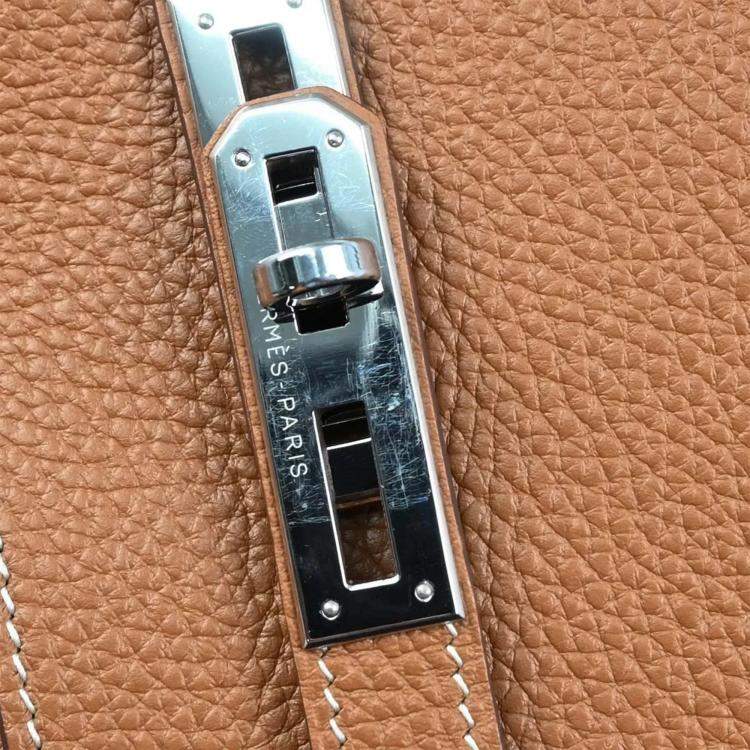 Pre Owned Hermes Kelly Depeche 38 Gold Taurillon Clemence Business Handbag