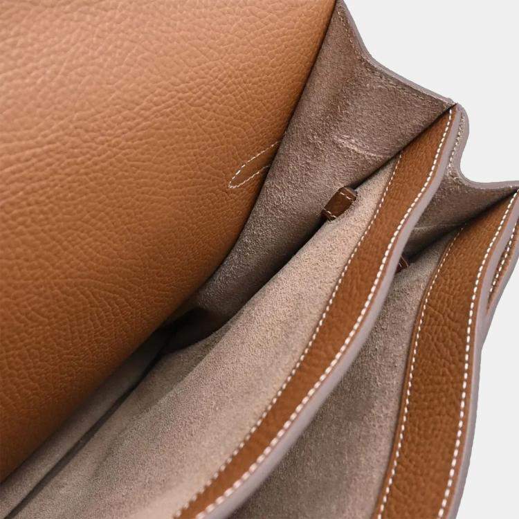 Pre Owned Hermes Kelly Depeche 38 Gold Taurillon Clemence Business Handbag