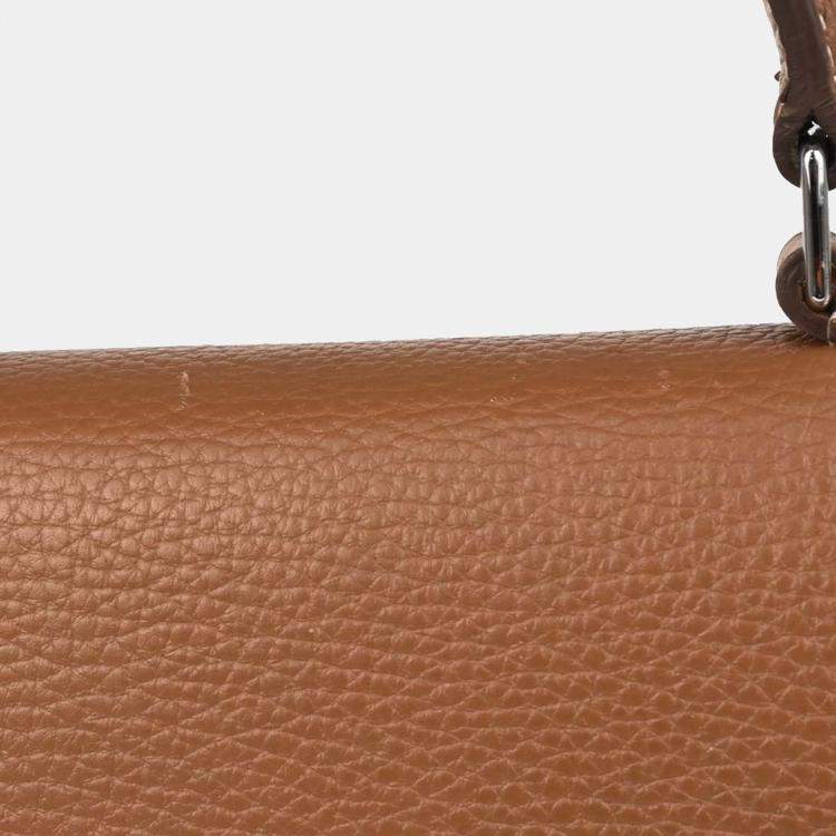 Pre Owned Hermes Kelly Depeche 38 Gold Taurillon Clemence Business Handbag