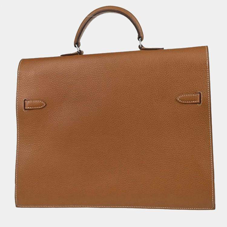 Pre Owned Hermes Kelly Depeche 38 Gold Taurillon Clemence Business Handbag