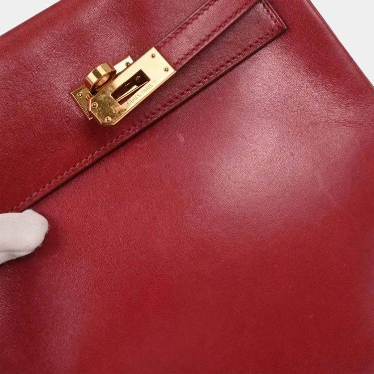 Pre Owned Hermes Kelly A Dos Rouge Vif Box Calf Backpack PM