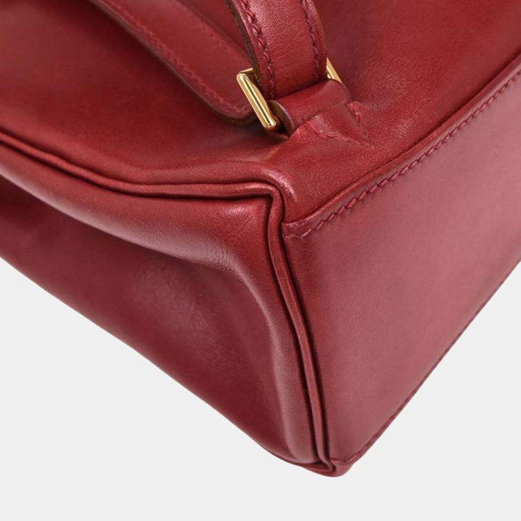 Pre Owned Hermes Kelly A Dos Rouge Vif Box Calf Backpack PM