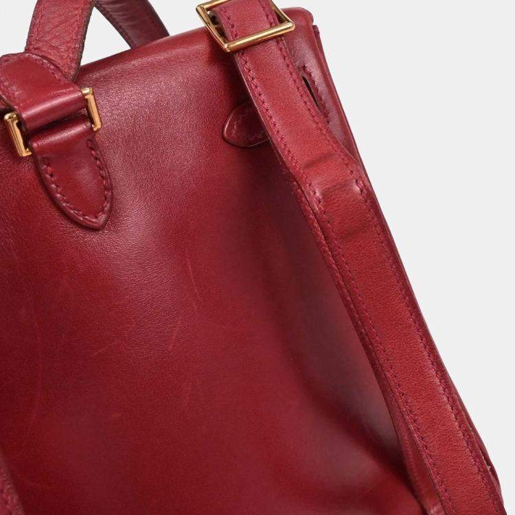 Pre Owned Hermes Kelly A Dos Rouge Vif Box Calf Backpack PM