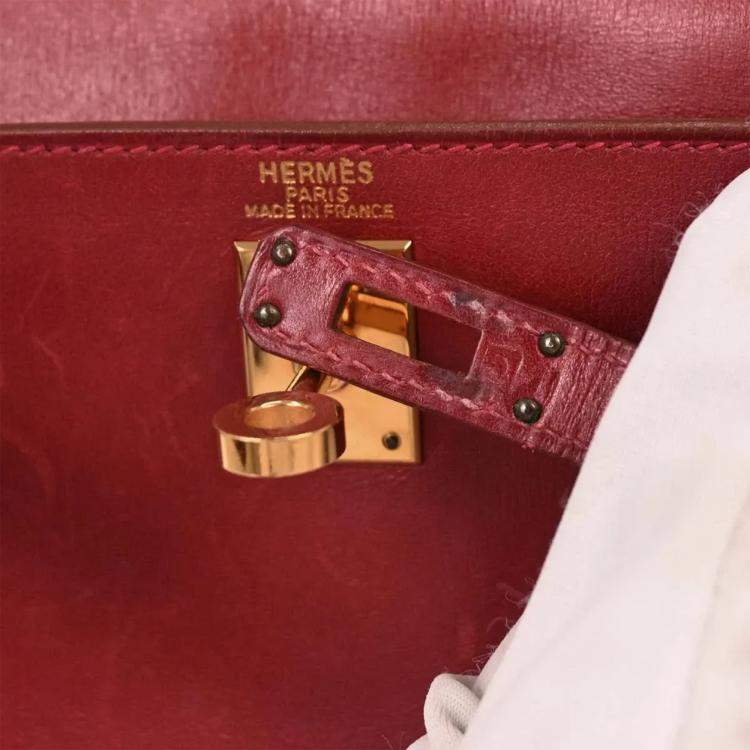Pre Owned Hermes Kelly A Dos Rouge Vif Box Calf Backpack PM