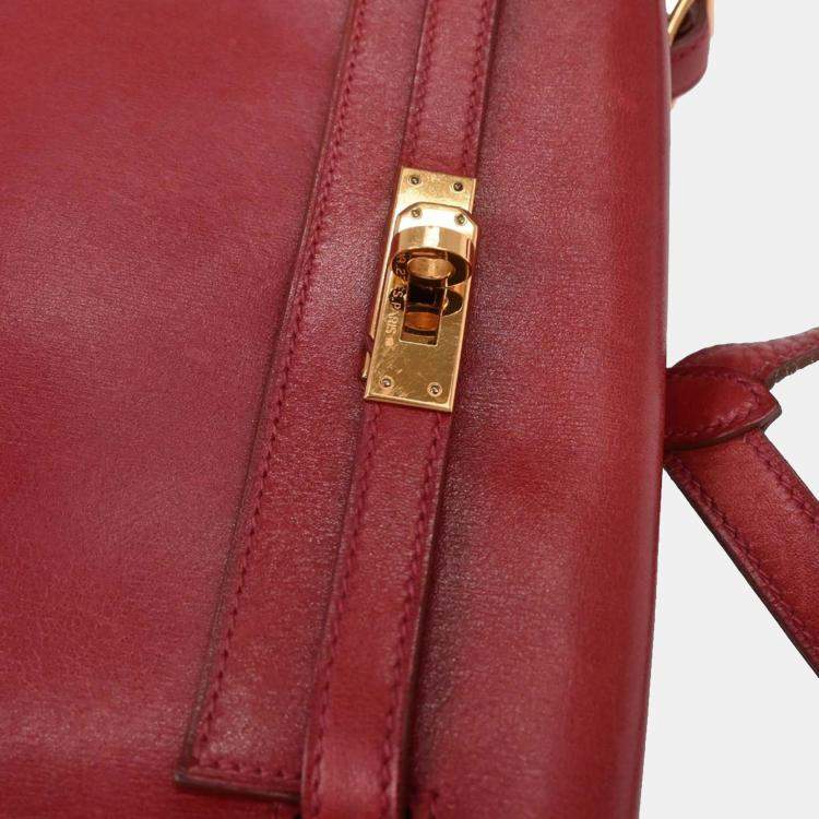 Pre Owned Hermes Kelly A Dos Rouge Vif Box Calf Backpack PM