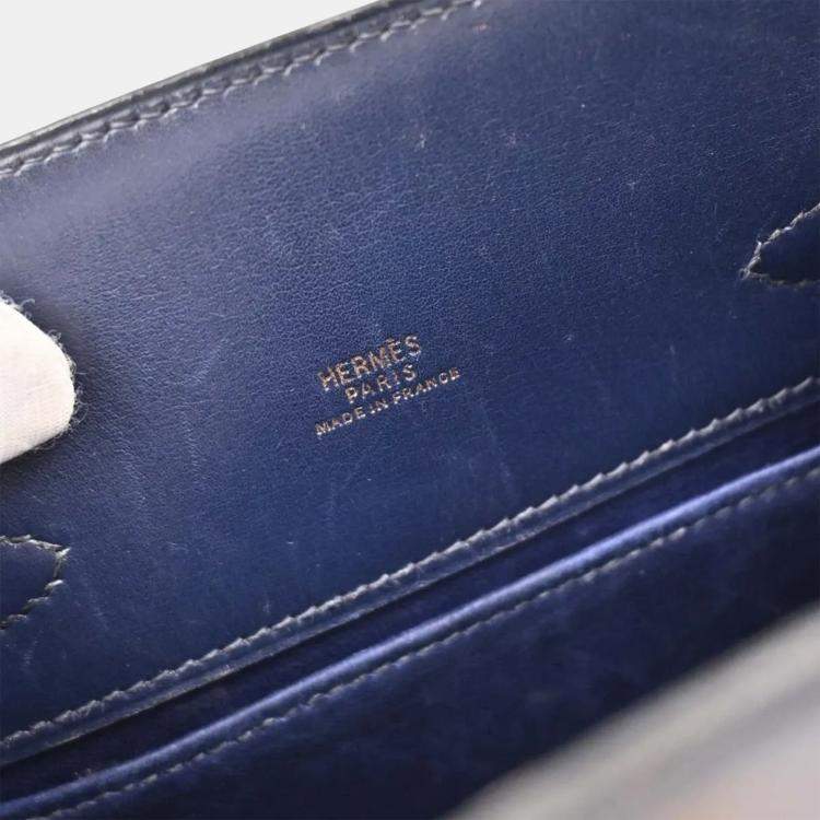 Pre Owned Hermes Kelly Sport Navy Blue Box Calf Shoulder Bag PM