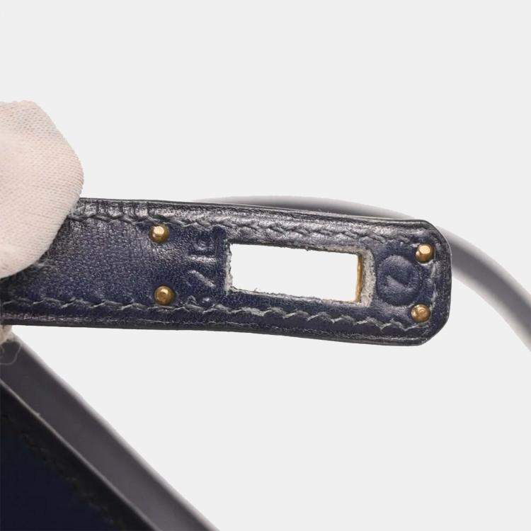 Pre Owned Hermes Kelly Sport Navy Blue Box Calf Shoulder Bag PM