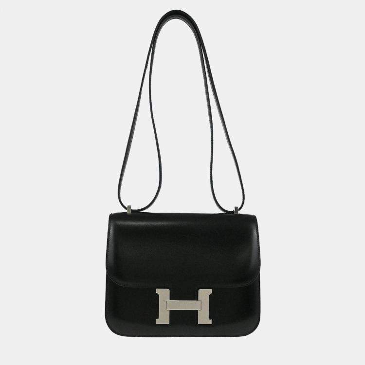 Pre Owned Hermes Mini Constance 18 Black Box Calf Shoulder Bag