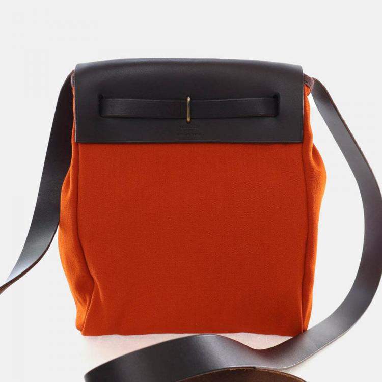 Pre Owned Hermes Herbag TPM Orange Canvas Bag 