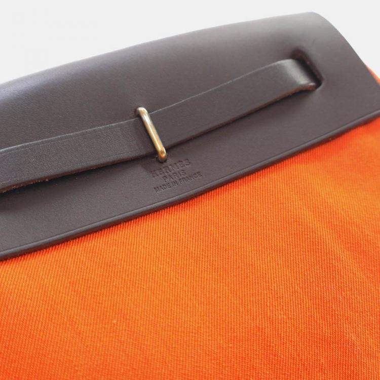 Pre Owned Hermes Herbag TPM Orange Canvas Bag 