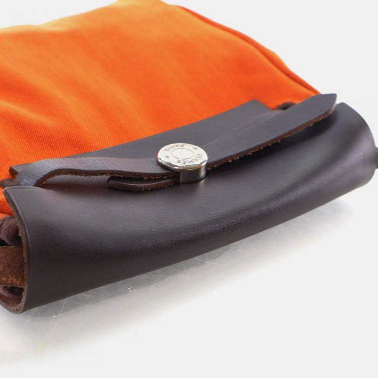 Pre Owned Hermes Herbag TPM Orange Canvas Bag 