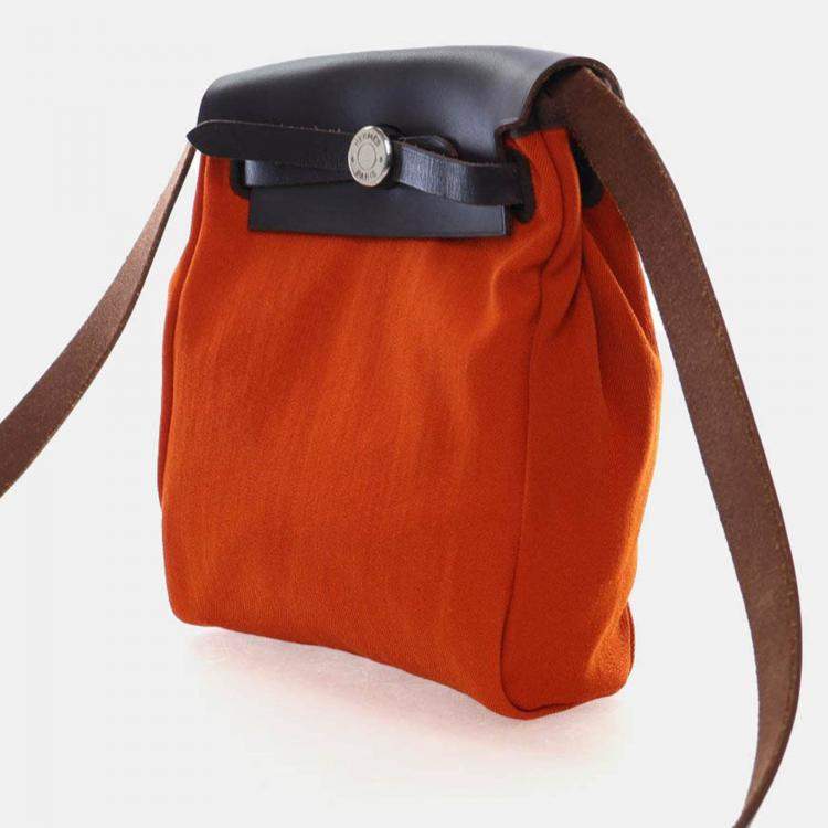 Pre Owned Hermes Herbag TPM Orange Canvas Bag 