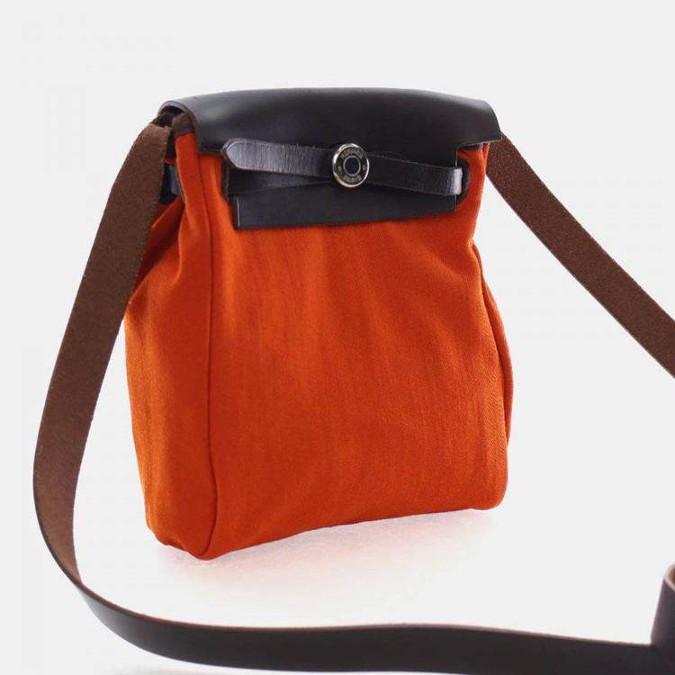 Pre Owned Hermes Herbag TPM Orange Canvas Bag 