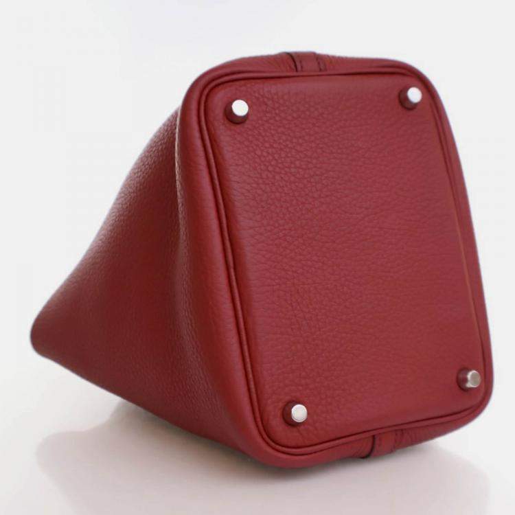 Pre Owned Hermes Picotin Lock 18 Rouge Grenat Clemence Bag