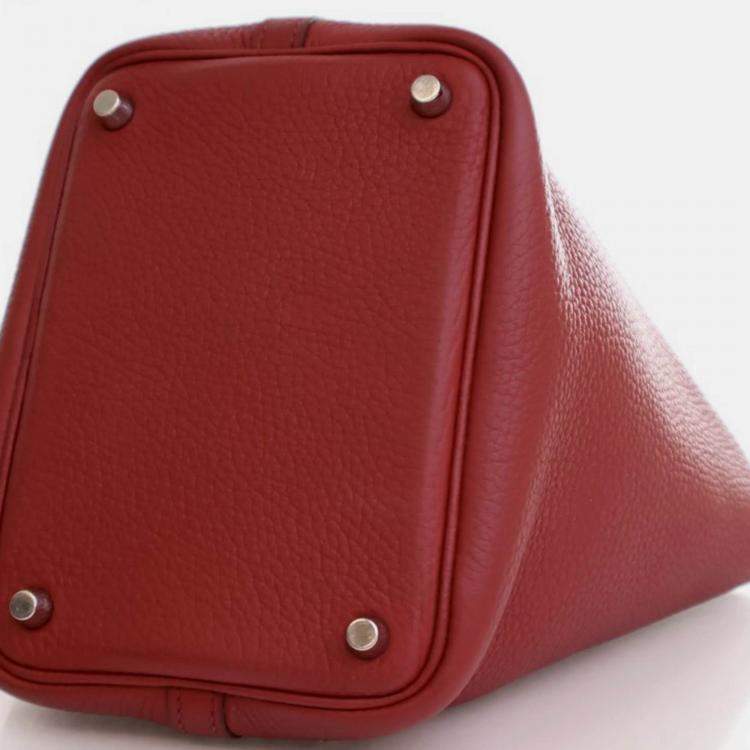 Pre Owned Hermes Picotin Lock 18 Rouge Grenat Clemence Bag