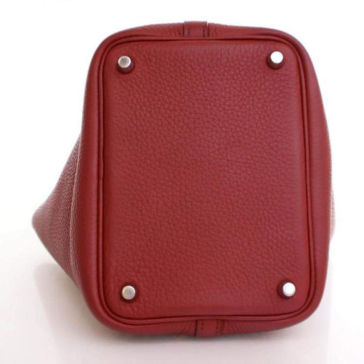 Pre Owned Hermes Picotin Lock 18 Rouge Grenat Clemence Bag