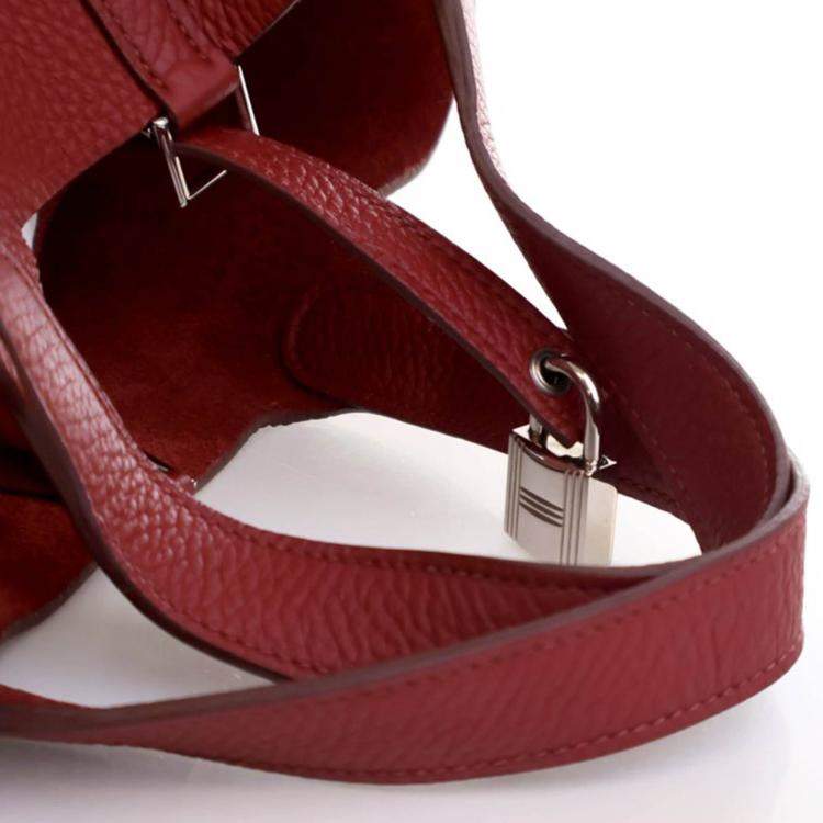 Pre Owned Hermes Picotin Lock 18 Rouge Grenat Clemence Bag