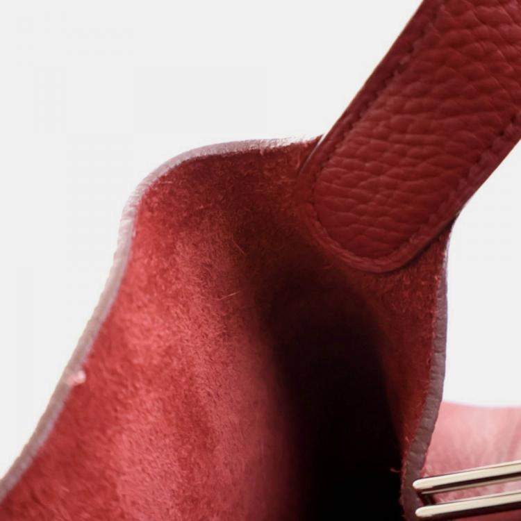Pre Owned Hermes Picotin Lock 18 Rouge Grenat Clemence Bag