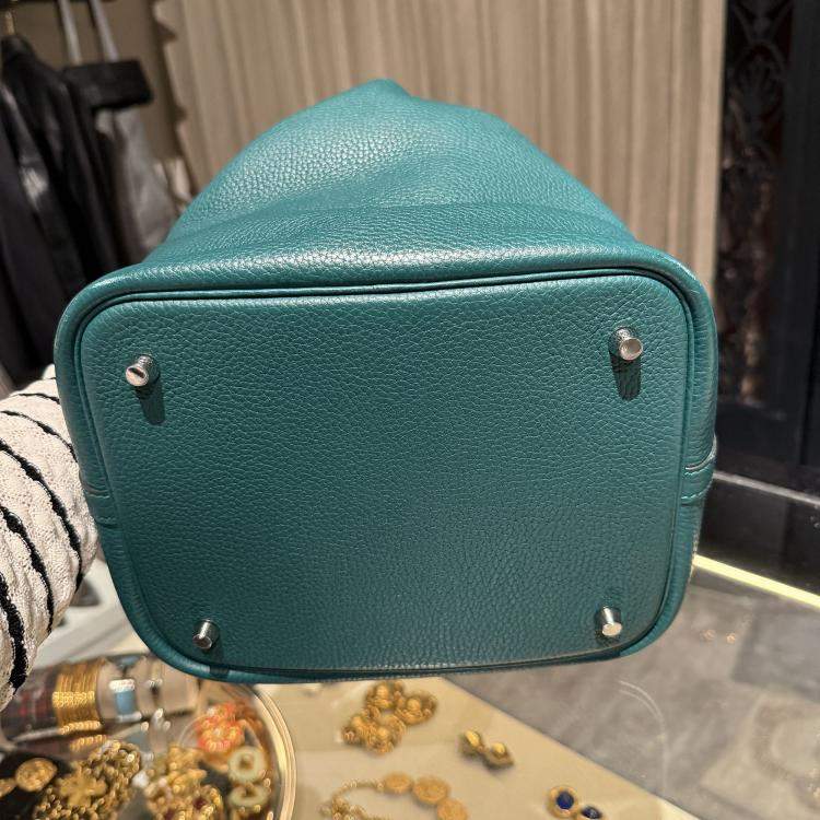 Pre Owned Hermes Picotin Lock 22 Clemence Malachite Bag