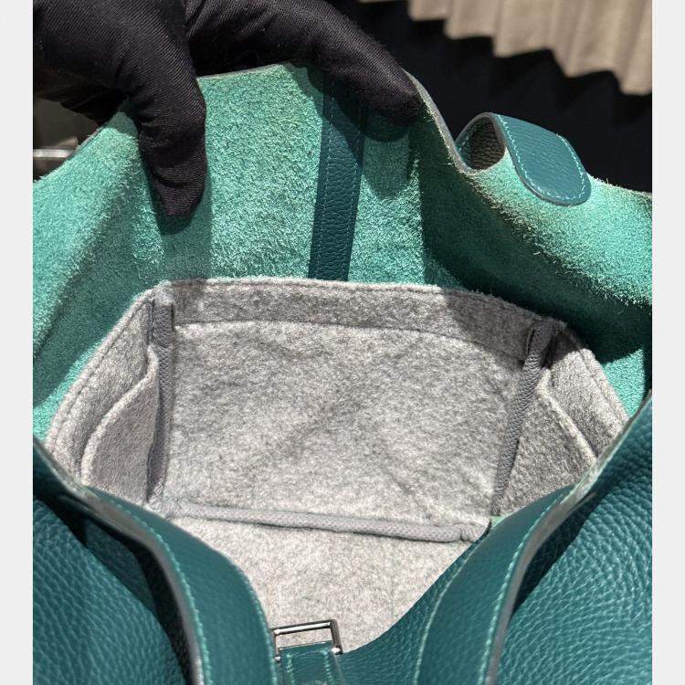 Pre Owned Hermes Picotin Lock 22 Clemence Malachite Bag