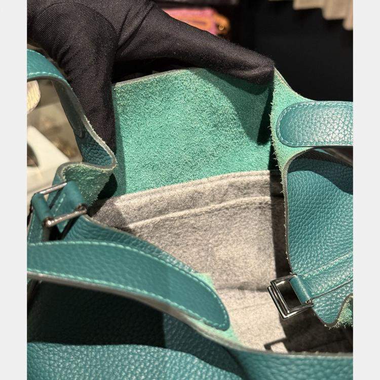 Pre Owned Hermes Picotin Lock 22 Clemence Malachite Bag