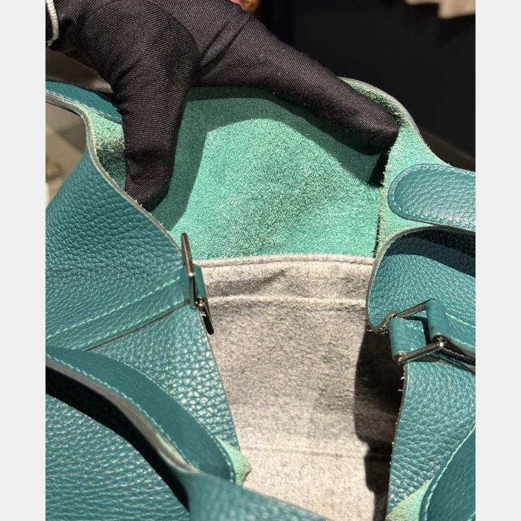 Pre Owned Hermes Picotin Lock 22 Clemence Malachite Bag