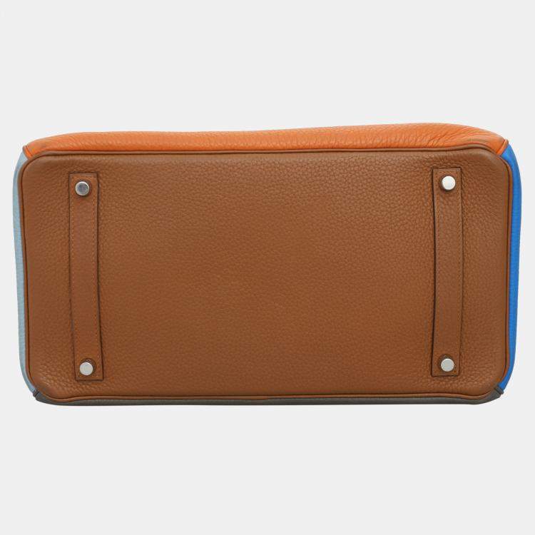 Pre Owned Hermes Arlequin Birkin 35 Clemence Leather Bag
