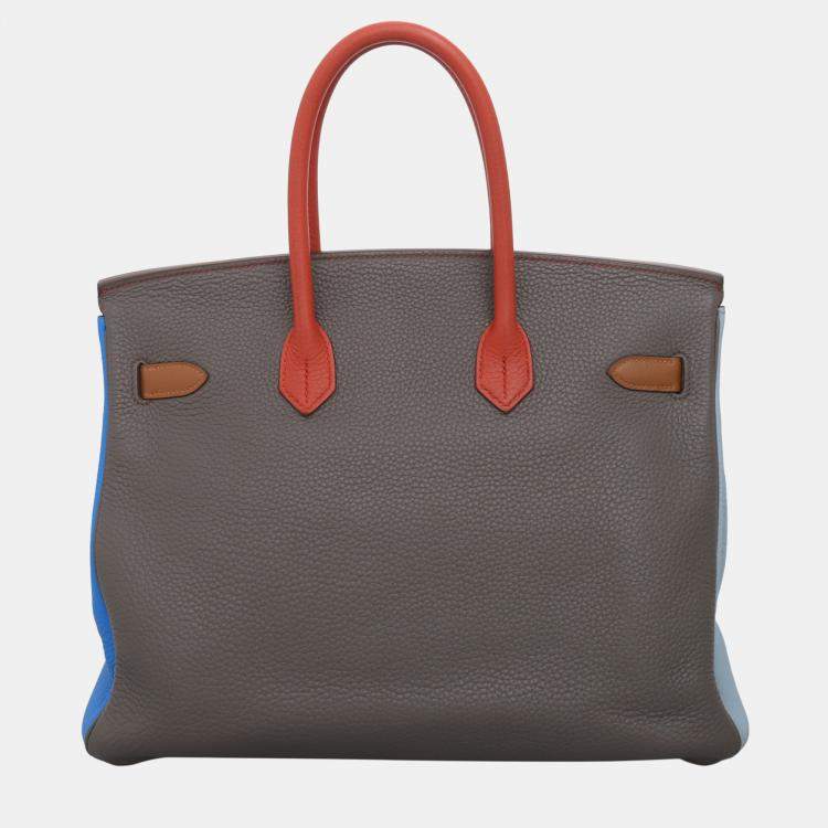 Pre Owned Hermes Arlequin Birkin 35 Clemence Leather Bag