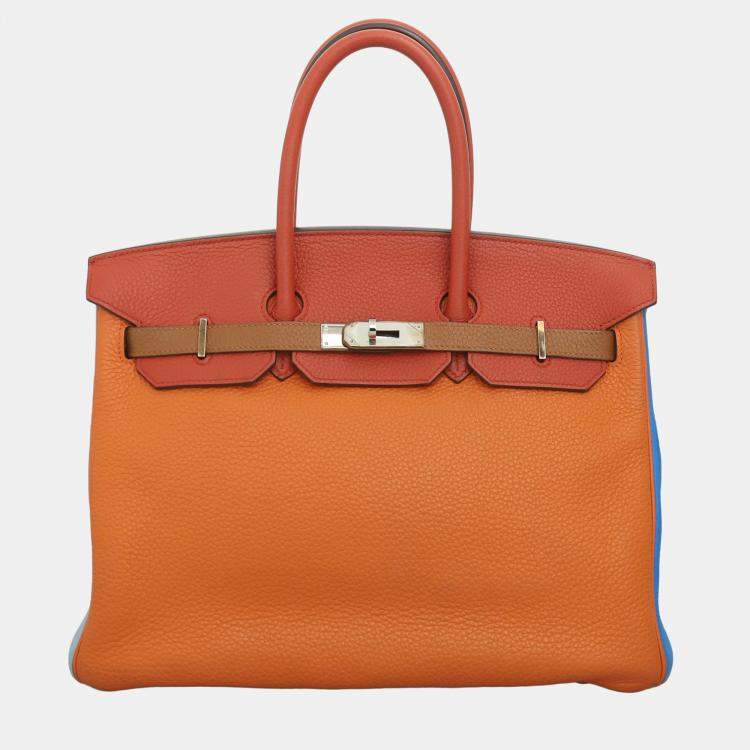 Pre Owned Hermes Arlequin Birkin 35 Clemence Leather Bag