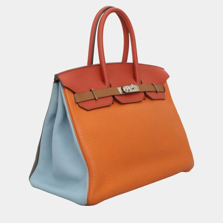 Pre Owned Hermes Arlequin Birkin 35 Clemence Leather Bag