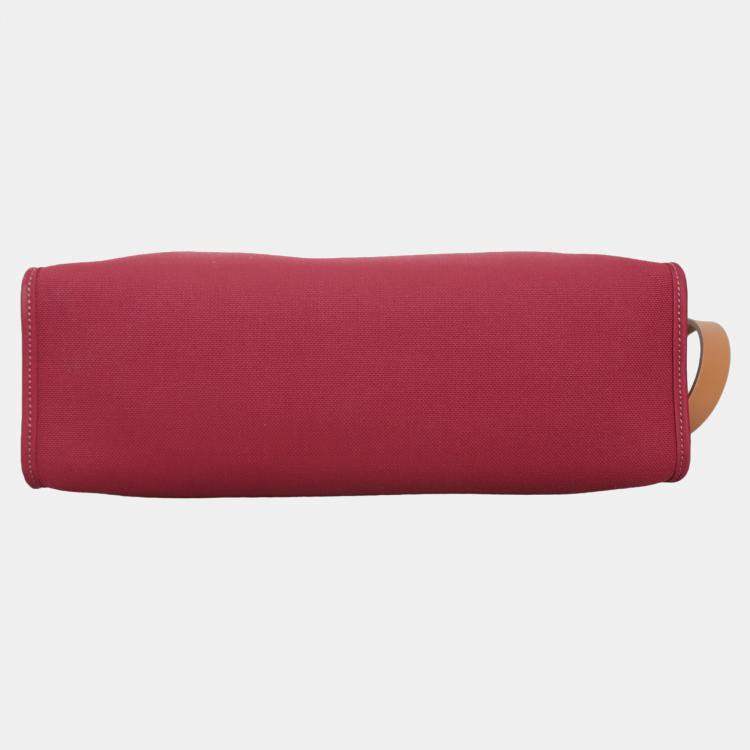 Pre Owned Herbag Zip 31 Red Canvas Leather Bag