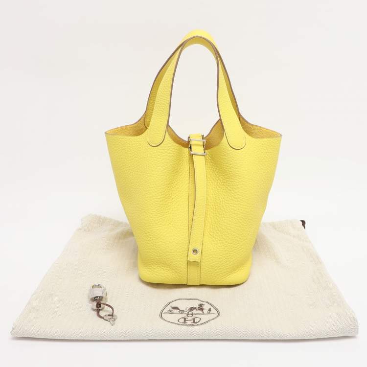 Pre Owned Hermes Jaune Citron Taurillon Clemence Leather Picotin Lock 18 Bag