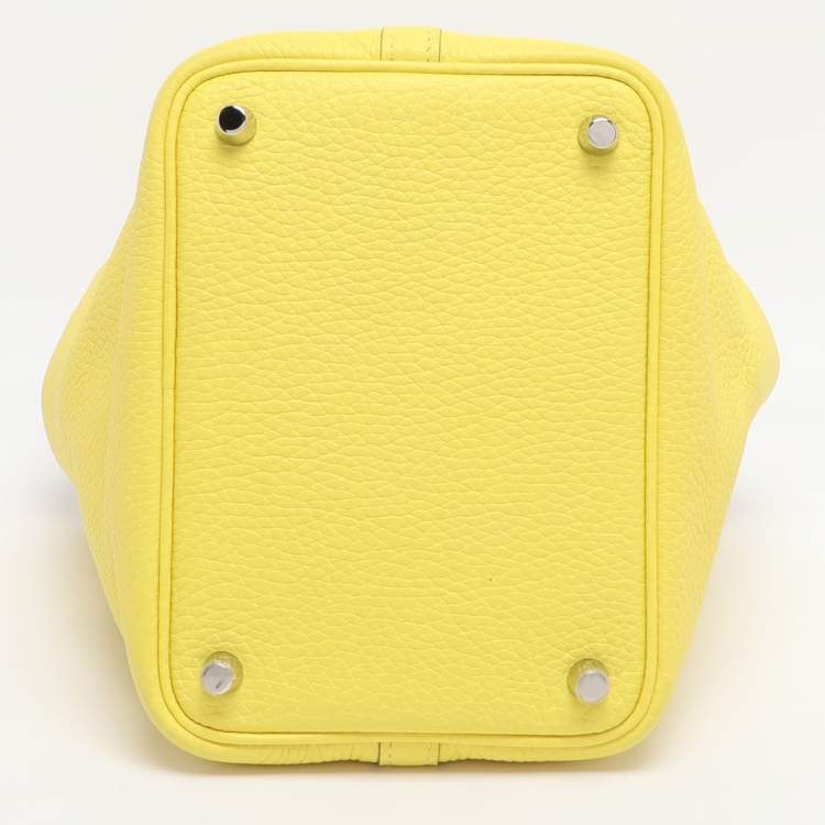 Pre Owned Hermes Jaune Citron Taurillon Clemence Leather Picotin Lock 18 Bag