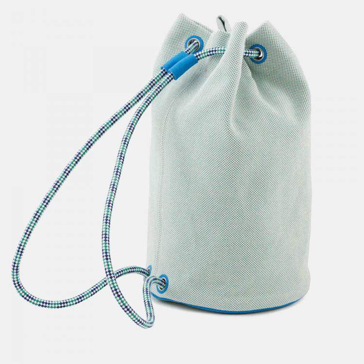 Pre Owned Hermes Epope Green/Blue Wool Duffle Bag 