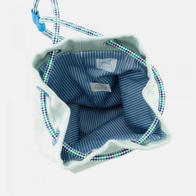 Pre Owned Hermes Epope Green/Blue Wool Duffle Bag 