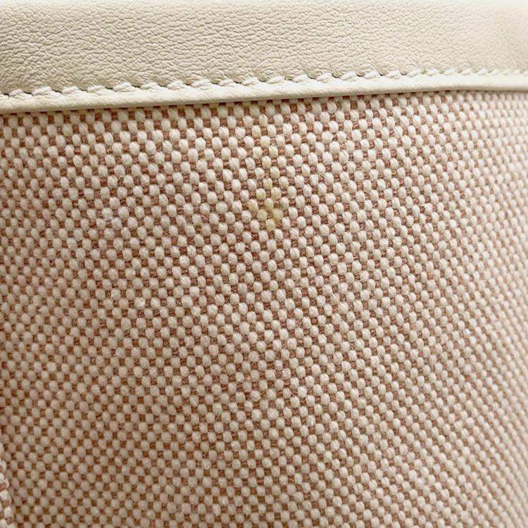 Pre Owned Hermes Steeple Ecru/Gold/Hat Toile H Swift Leather 25 Handbag