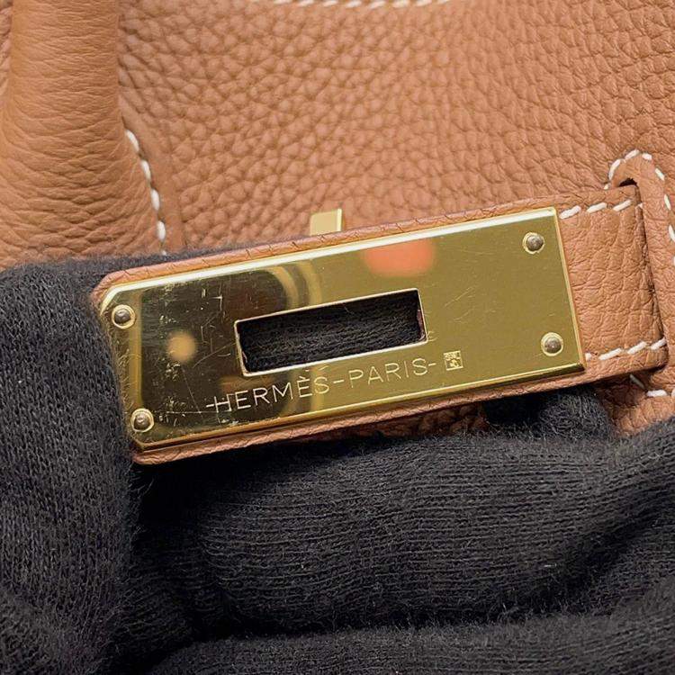 Pre Owned Hermes Birkin  30 Gold Togo Leather Bag 