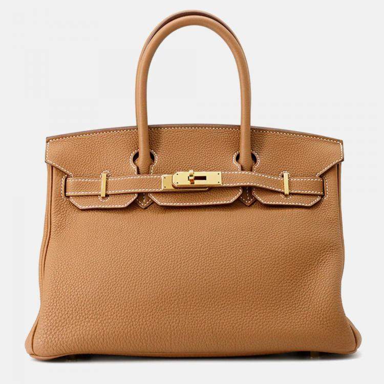 Pre Owned Hermes Birkin  30 Gold Togo Leather Bag 