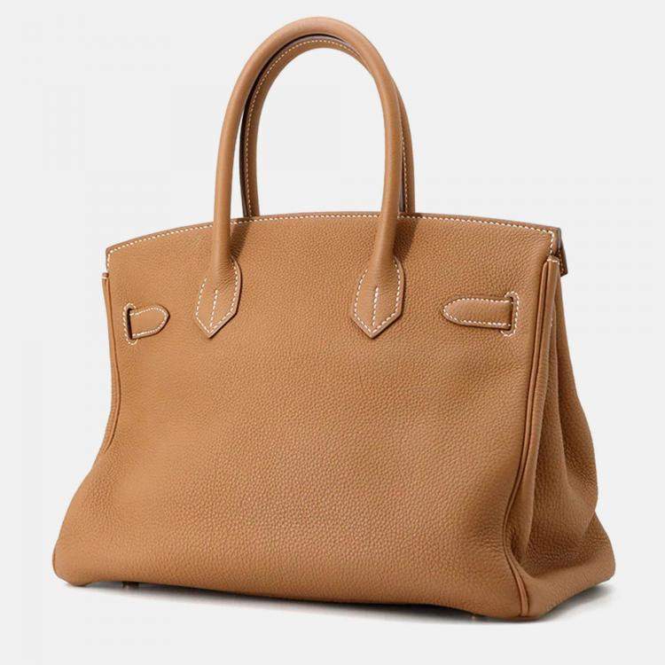 Pre Owned Hermes Birkin  30 Gold Togo Leather Bag 