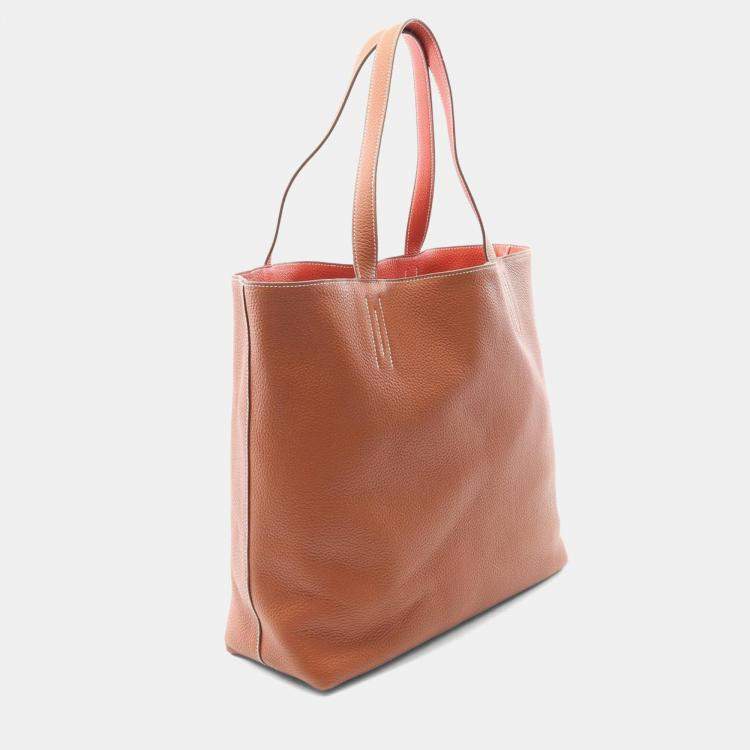Pre Owned Hermes Doble Sense36 Brown Sanguine Clemence Leather Q Tote