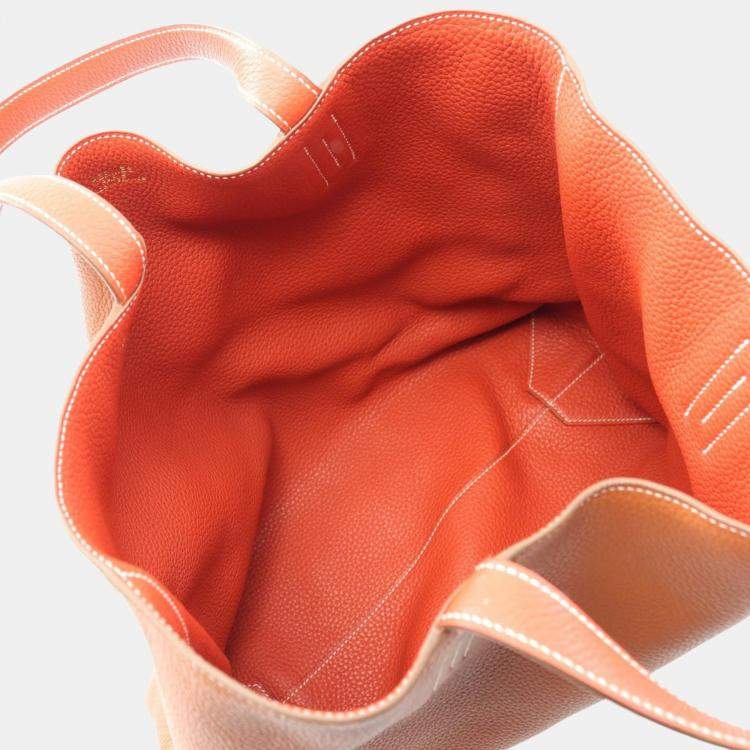 Pre Owned Hermes Doble Sense36 Brown Sanguine Clemence Leather Q Tote