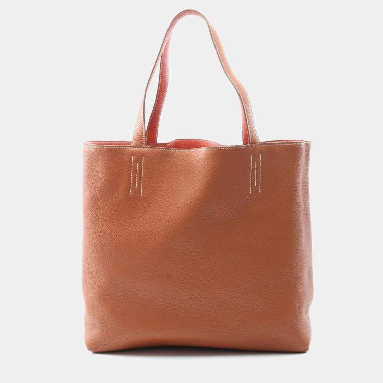 Pre Owned Hermes Doble Sense36 Brown Sanguine Clemence Leather Q Tote